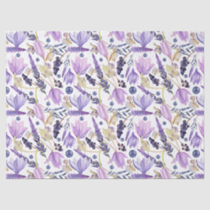 Papel De Seda Watercolor Lavanda Botánica Wildflower Boho