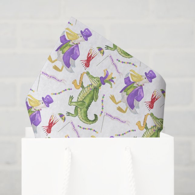 Papel De Seda Watercolor Mardi Gras Animal Parade Party (Bolsa de regalo)