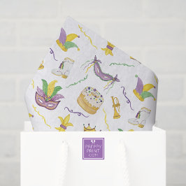 Papel De Seda Watercolor Mardi Gras Máscaras King Cake Crown