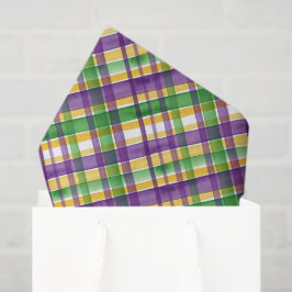 Papel De Seda Watercolor Mardi Gras Plaid