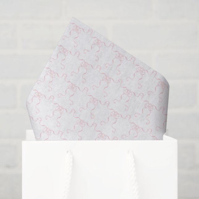 Papel De Seda Watercolor Pale Pink Bows (Bolsa de regalo)