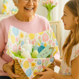 Papel De Seda Watercolor Pastel Easter Eggs Tulip Pattern 