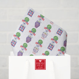 Papel De Seda Watercolor Patriótico American Flag Topiary