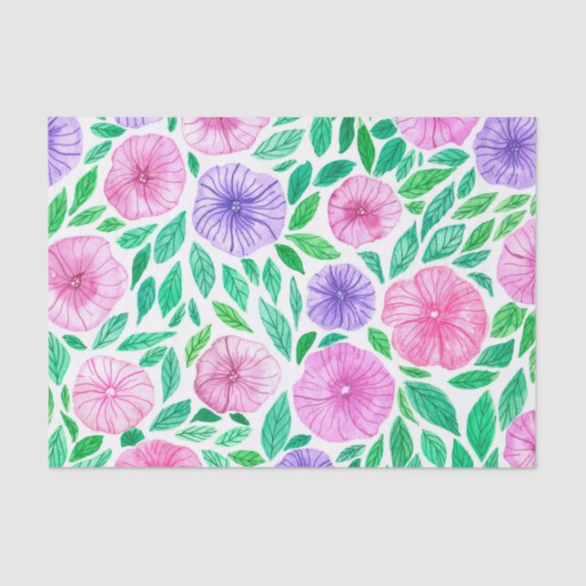 Papel De Seda Watercolor petunia garden (Anverso)