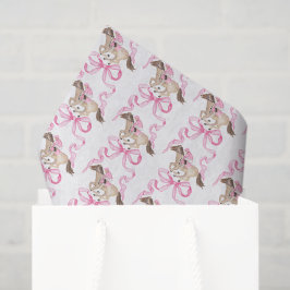 Papel De Seda Watercolor Pink Derby Horse Riding and Bows