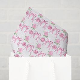 Papel De Seda Watercolor Pink Roses & Bows