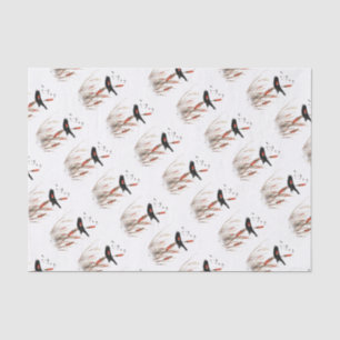 Papel De Seda Watercolor Red Wing Blackbird Bird Naturaleza arte