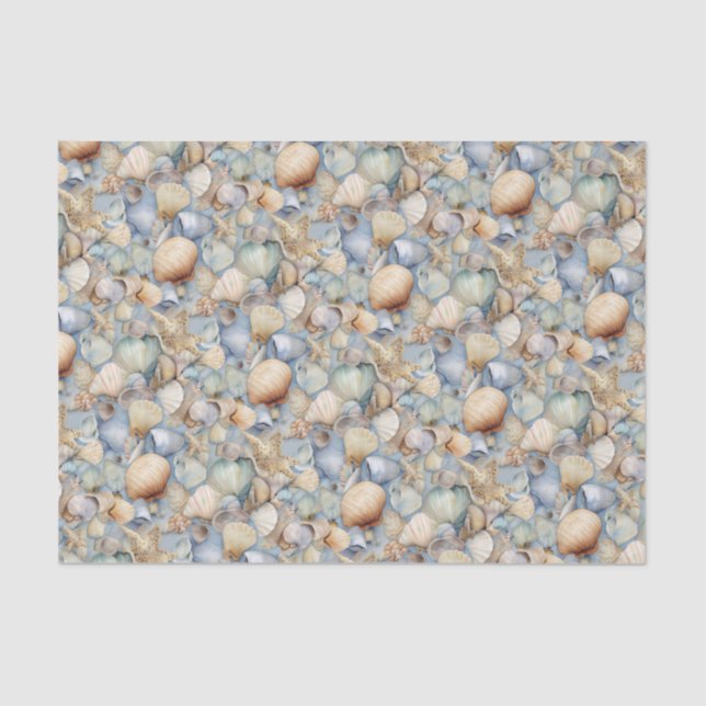 Papel De Seda Watercolor Seashells (Anverso)