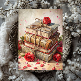 Papel De Seda Watercolor shabby chic rosas rojas vintage libros 