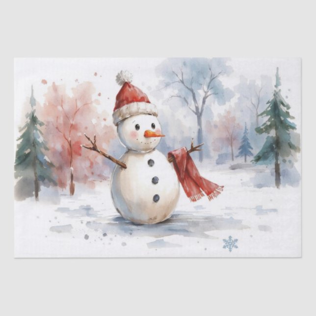 Papel De Seda Watercolor Snowman (Anverso)