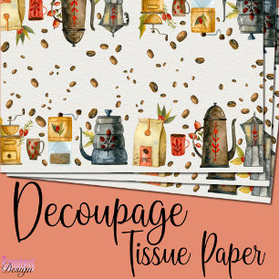 Papel De Seda Watercolor vintage café molidor machacón frijol
