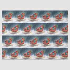 Papel De Seda Watercolor Vintage Christmas Sleigh