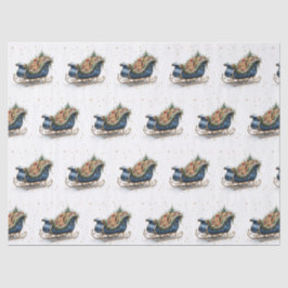 Papel De Seda Watercolor Vintage Christmas Sleigh