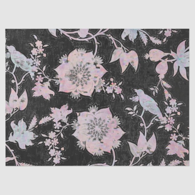 Papel De Seda Watercolours pink blue black elegant pattern  (Anverso)