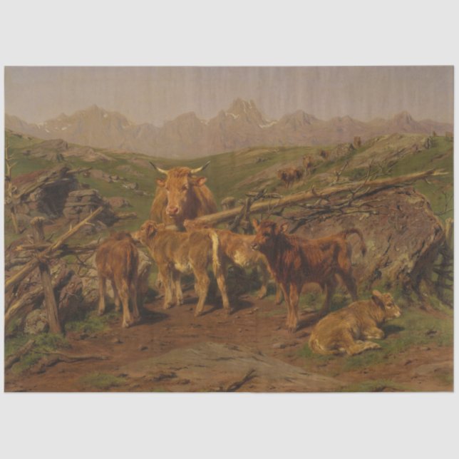 Papel De Seda Weaning the Calves (por Rosa Bonheur) (Anverso)