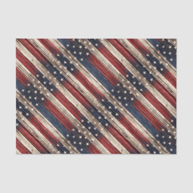 Papel De Seda Weathered Stars & Stripes Wood Flag (Anverso)