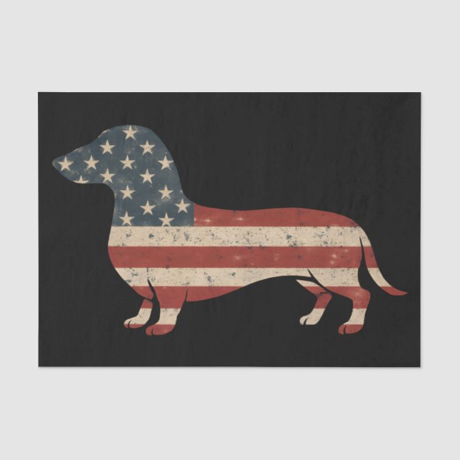 Papel De Seda Weenie El Pueblo Dachshund 4 De Julio (Anverso)