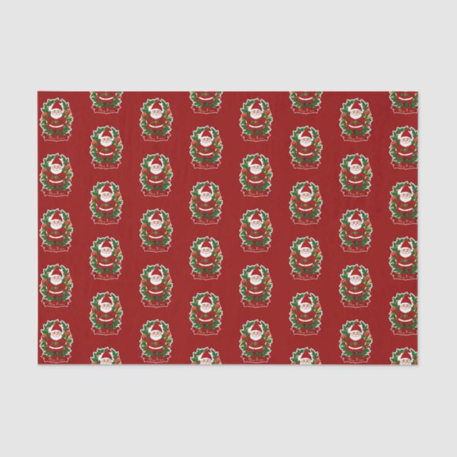 Papel De Seda Weihnachtsmann mit Tannenzweigen -  (Anverso)