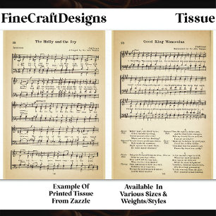 Papel De Seda Wenceslas + Holly Ivy Partitura DU6F Decoupage