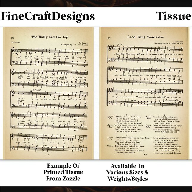 Papel De Seda Wenceslas + Holly Ivy Partitura DU6F Decoupage (Subido por el creador)