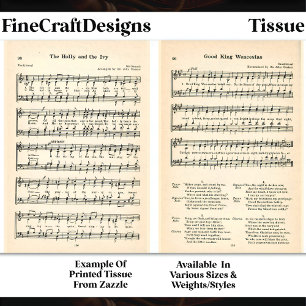 Papel De Seda Wenceslas + Holly Ivy Sheet Music DU6 Decoupage