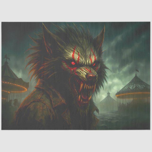 Papel De Seda Werewolf obsesionado carnaval Halloween del horror (Anverso)