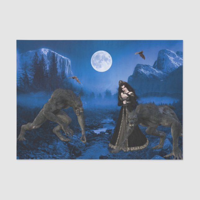 Papel De Seda Werewolf y Vampire Halloween Scary (Anverso)