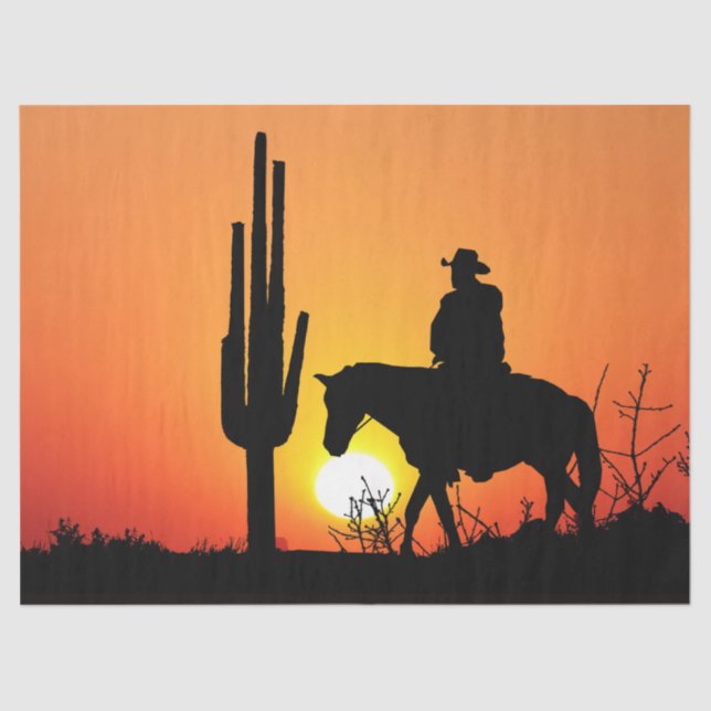 Papel De Seda Western Cowboy Desert Sunset 13 Decoupage (Anverso)
