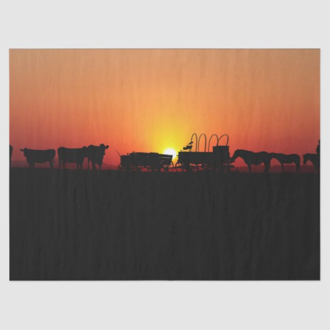 Papel De Seda Western Cowboy Sunset 12 Decoupage Tissue Paper (Anverso)