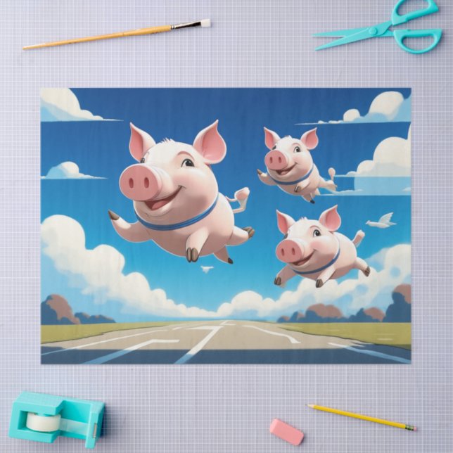 Papel De Seda When Pigs Fly Funny Winged Pigs (Artesanía)