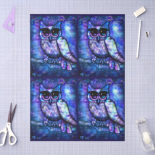 Papel De Seda Whimsical Abstract Owl Big Eyed Decoupage