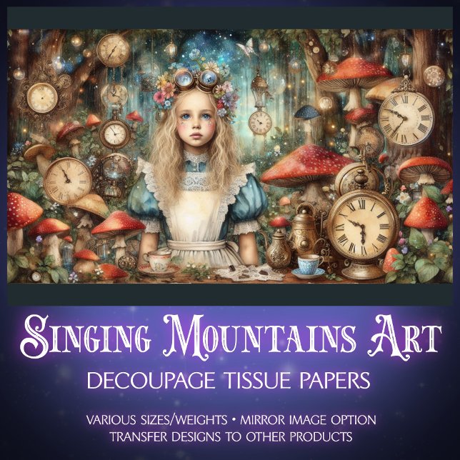 Papel De Seda Whimsical Alice Steampunk Mushrooms (Subido por el creador)