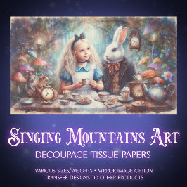 Papel De Seda Whimsical Alice Tea Party DIY Craft Decoupage