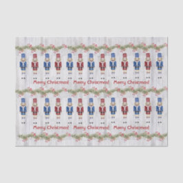 Papel De Seda Whimsical Blue Red Nutcrackers Feliz Navidad