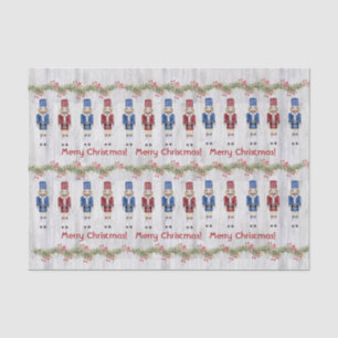 Papel De Seda Whimsical Blue Red Nutcrackers Feliz Navidad