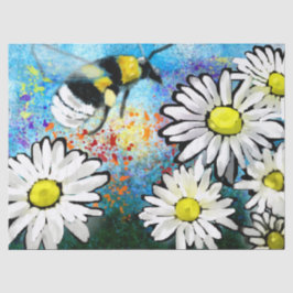 Papel De Seda Whimsical Bumble Bee Daisies Floral Decoupage