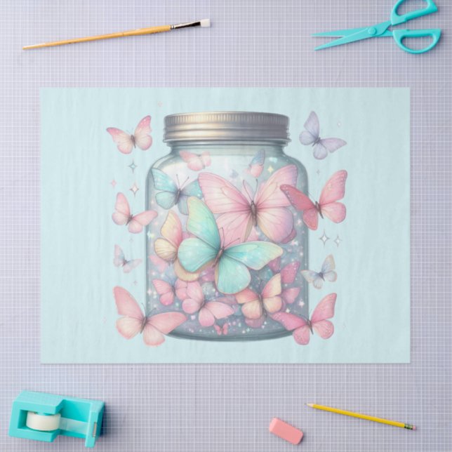 Papel De Seda Whimsical Butterflies in a Jar (Artesanía)