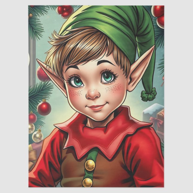 Papel De Seda Whimsical Cartoon Elf | Christmas (Anverso)