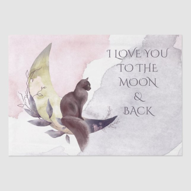 Papel De Seda Whimsical Cat Moon Saying (Anverso)