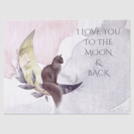 Papel De Seda Whimsical Cat Moon Saying