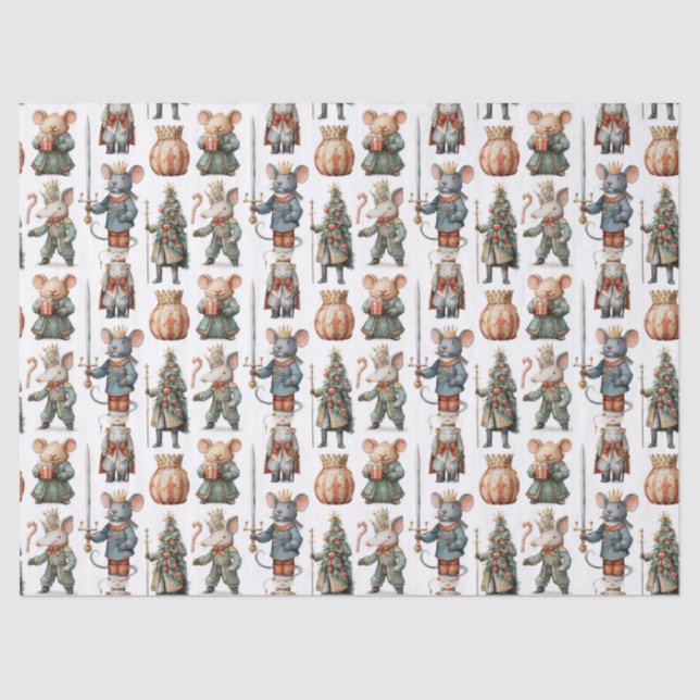 Papel De Seda Whimsical Christmas Nutcracker Mice (Anverso)