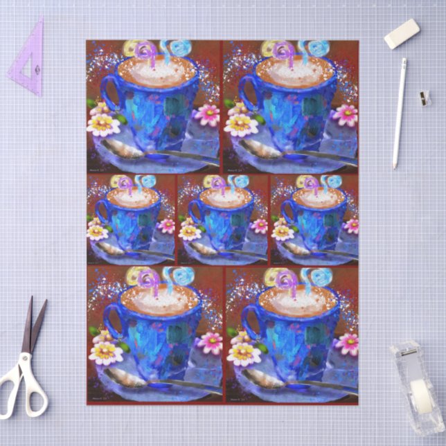 Papel De Seda Whimsical Cup of Coffee Latte Espresso Decoupage (Artesanía)