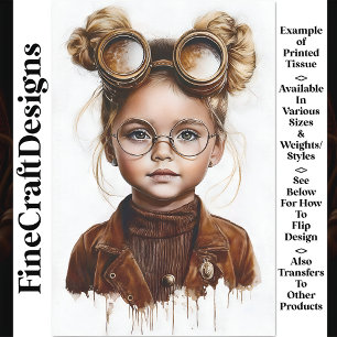 Papel De Seda Whimsical Cute Steampunk Young Chica W8 Decoupage