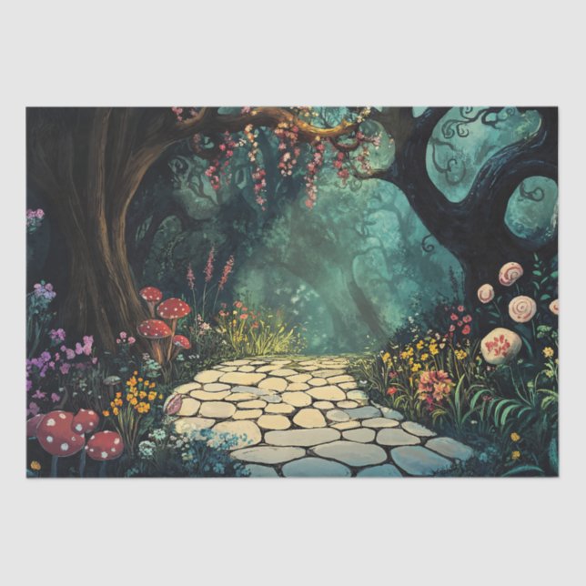 Papel De Seda Whimsical Enchanted Forest Pathway (Anverso)