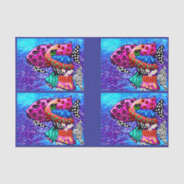 Papel De Seda Whimsical Fish Trio Funky Decoupage