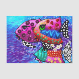 Papel De Seda Whimsical Fish Trio Funky Decoupage