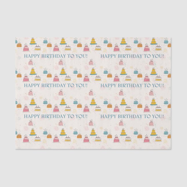 Papel De Seda Whimsical Floating Cakes w/Confetti  & Fireworks (Anverso)