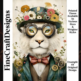 Papel De Seda Whimsical Floral Boho Steampunk Leon M1 Decoupage