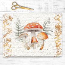 Whimsical Forest Mushroom Vintage letter Decoupage