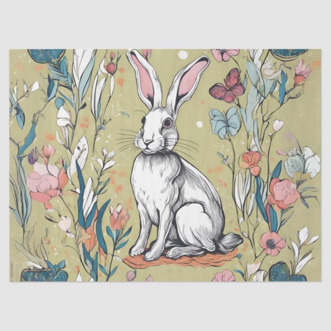 Papel De Seda Whimsical Garden Hare (Anverso)